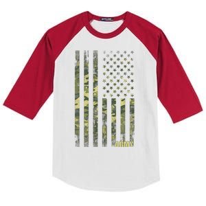 Distressed Army USA Flag Kids Colorblock Raglan Jersey