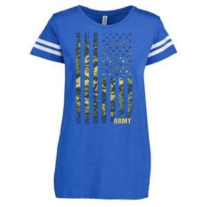 Distressed Army USA Flag Enza Ladies Jersey Football T-Shirt