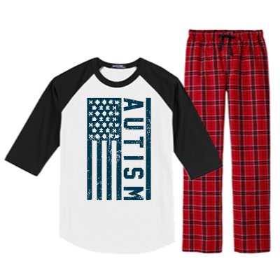 Distressed Autism Flag Raglan Sleeve Pajama Set