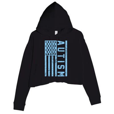 Distressed Autism Flag Crop Fleece Hoodie