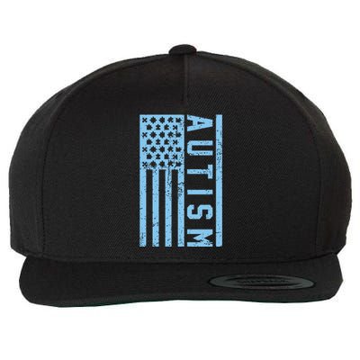 Distressed Autism Flag Wool Snapback Cap