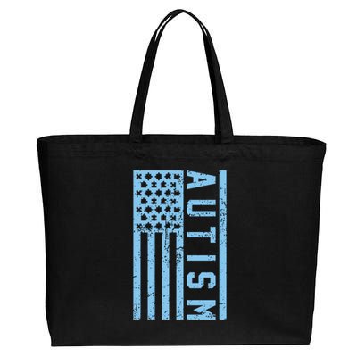 Distressed Autism Flag Cotton Canvas Jumbo Tote