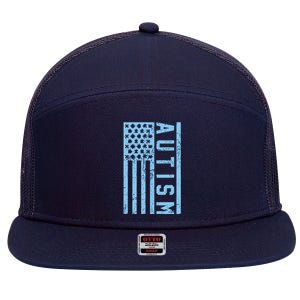 Distressed Autism Flag 7 Panel Mesh Trucker Snapback Hat