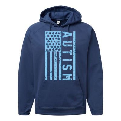 Distressed Autism Flag Performance Fleece Hoodie