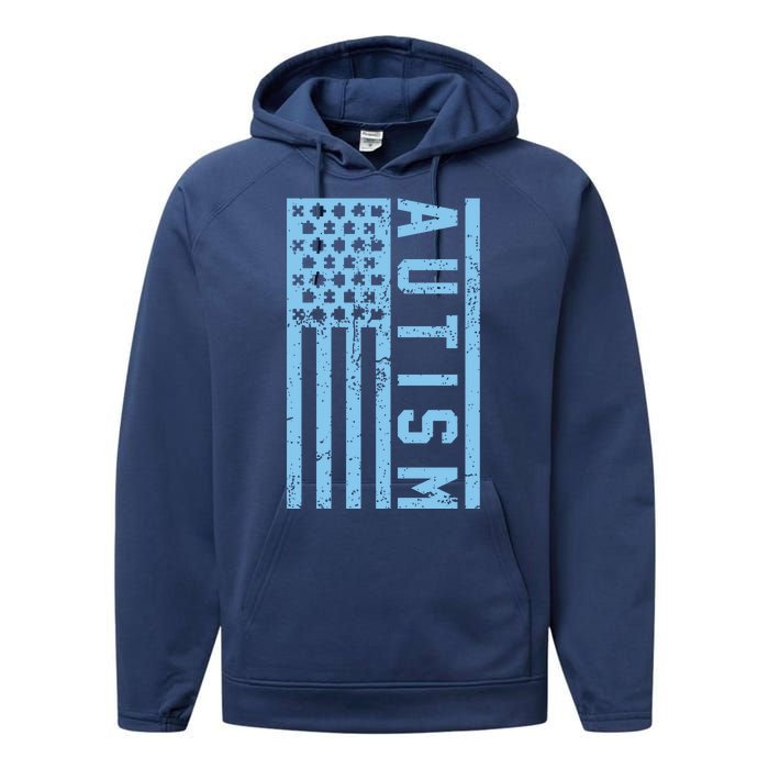 Distressed Autism Flag Performance Fleece Hoodie