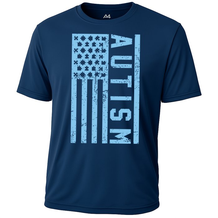 Distressed Autism Flag Cooling Performance Crew T-Shirt