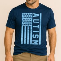 Distressed Autism Flag Cooling Performance Crew T-Shirt