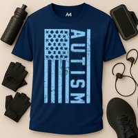 Distressed Autism Flag Cooling Performance Crew T-Shirt