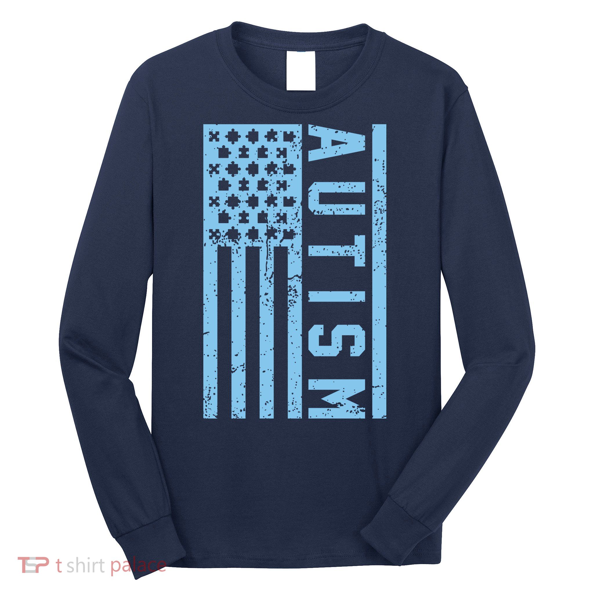 Distressed Autism Flag Long Sleeve Shirt