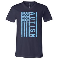 Distressed Autism Flag V-Neck T-Shirt