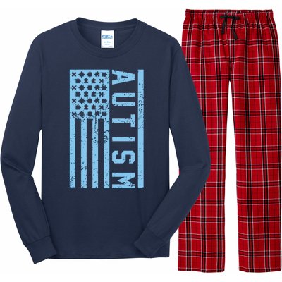 Distressed Autism Flag Long Sleeve Pajama Set