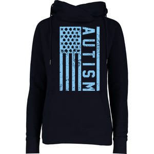 Distressed Autism Flag Womens Funnel Neck Pullover Hood