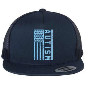 Distressed Autism Flag Flat Bill Trucker Hat