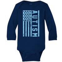 Distressed Autism Flag Baby Long Sleeve Bodysuit