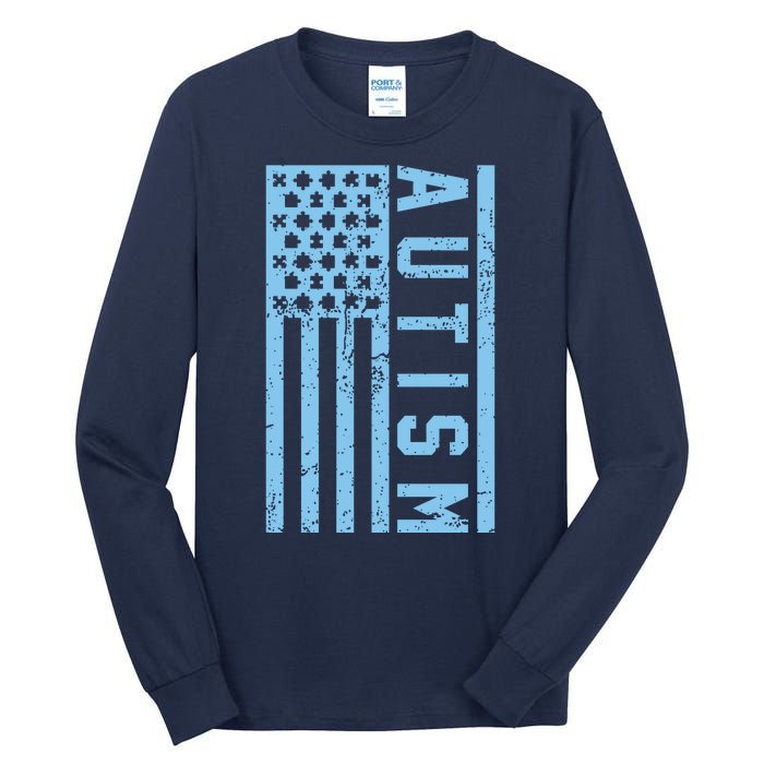 Distressed Autism Flag Tall Long Sleeve T-Shirt