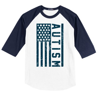 Distressed Autism Flag Baseball Sleeve Shirt