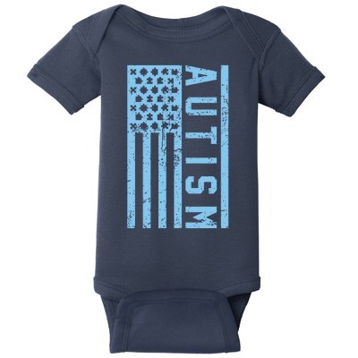 Distressed Autism Flag Baby Bodysuit