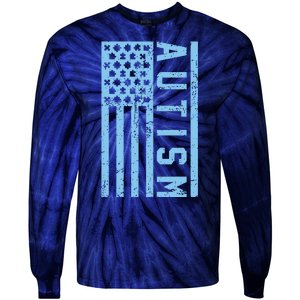 Distressed Autism Flag Tie-Dye Long Sleeve Shirt