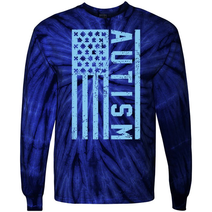 Distressed Autism Flag Tie-Dye Long Sleeve Shirt