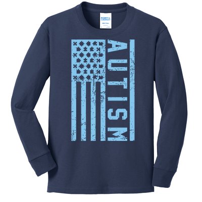 Distressed Autism Flag Kids Long Sleeve Shirt