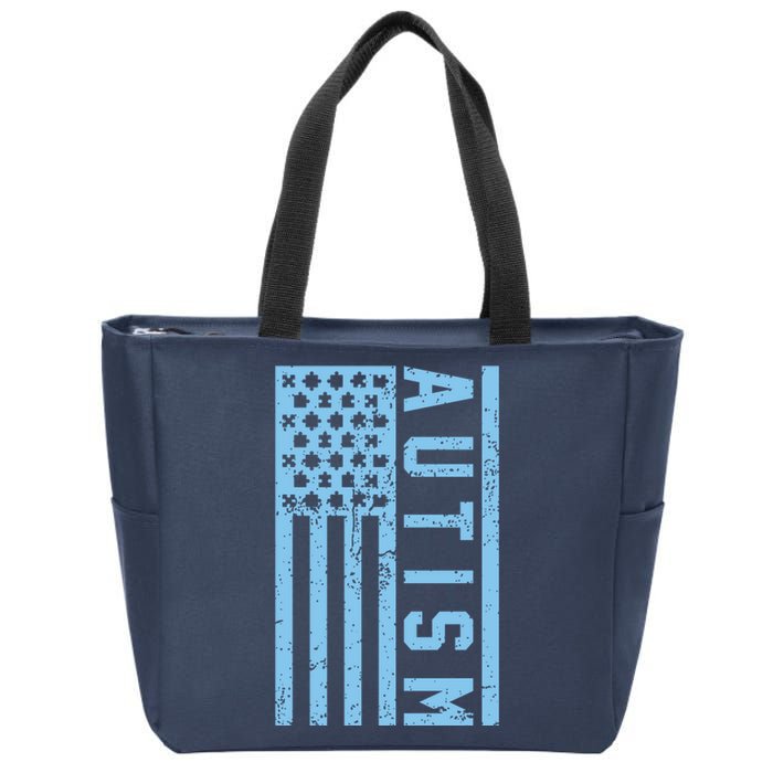 Distressed Autism Flag Zip Tote Bag