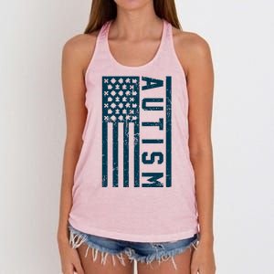 Distressed Autism Flag Women's Knotted Racerback Tank