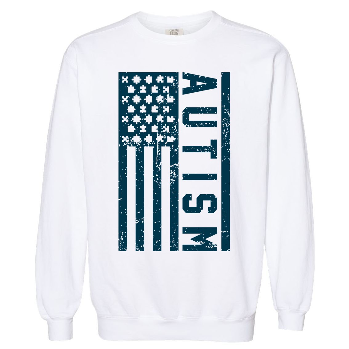Distressed Autism Flag Garment-Dyed Sweatshirt