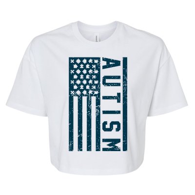 Distressed Autism Flag Bella+Canvas Jersey Crop Tee