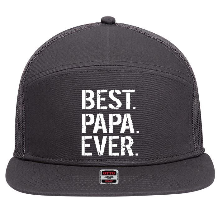 Distressed Best Papa Ever Father's Day 7 Panel Mesh Trucker Snapback Hat