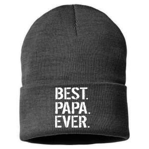 Distressed Best Papa Ever Father's Day Sustainable Knit Beanie