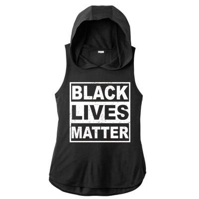 Distressed Black Lives Matter Logo Ladies PosiCharge Tri-Blend Wicking Draft Hoodie Tank