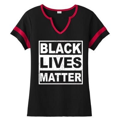 Distressed Black Lives Matter Logo Ladies Halftime Notch Neck Tee