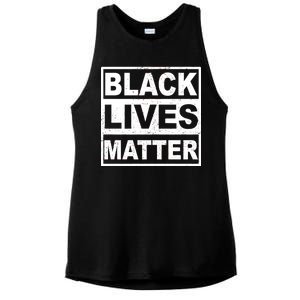 Distressed Black Lives Matter Logo Ladies PosiCharge Tri-Blend Wicking Tank