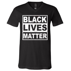 Distressed Black Lives Matter Logo V-Neck T-Shirt