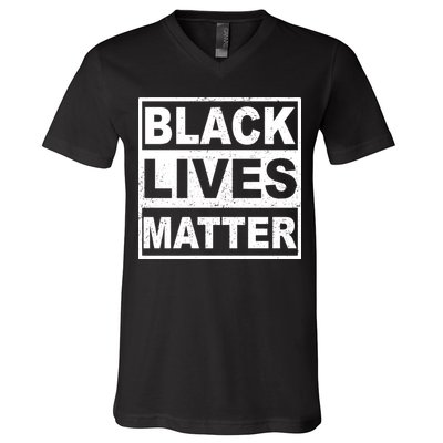 Distressed Black Lives Matter Logo V-Neck T-Shirt
