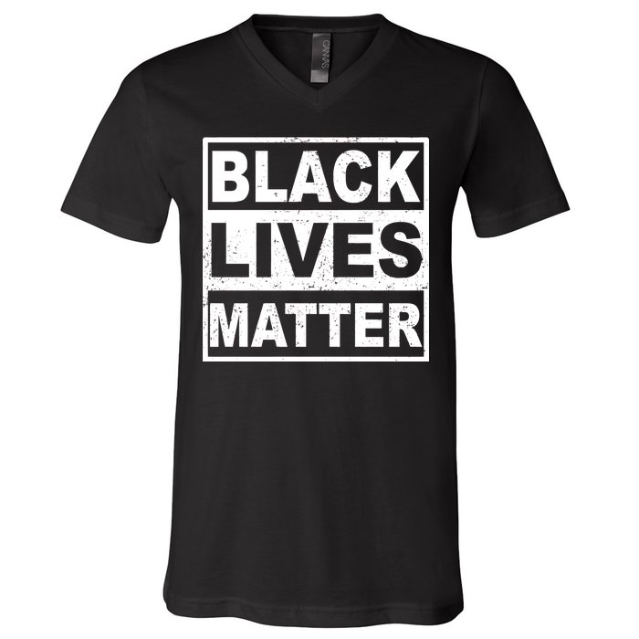 Distressed Black Lives Matter Logo V-Neck T-Shirt