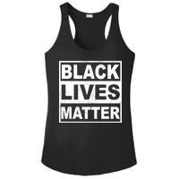 Distressed Black Lives Matter Logo Ladies PosiCharge Competitor Racerback Tank