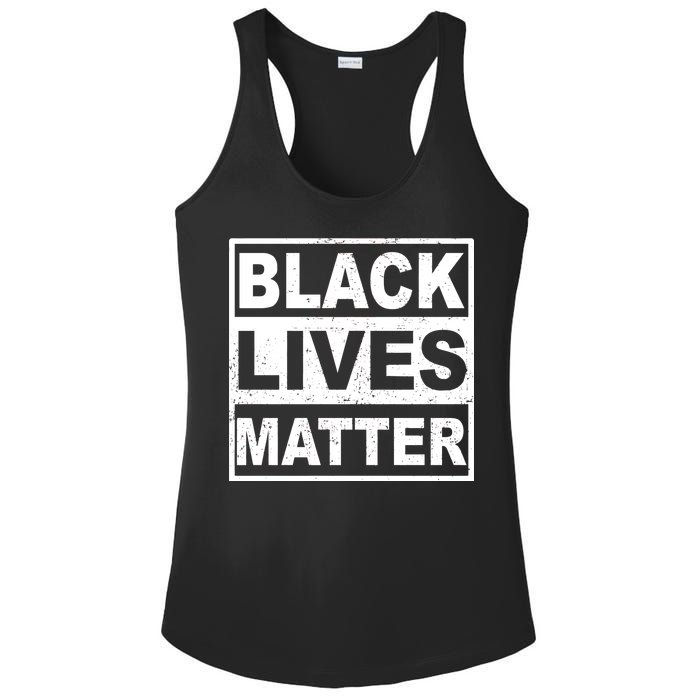 Distressed Black Lives Matter Logo Ladies PosiCharge Competitor Racerback Tank