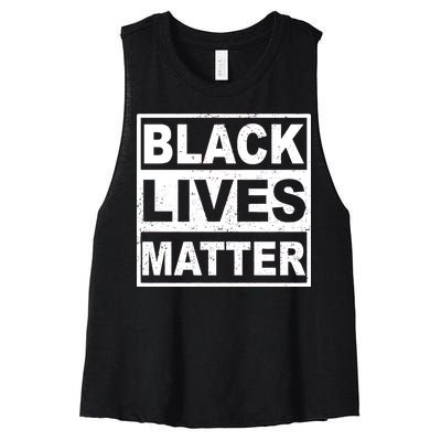 Distressed Black Lives Matter Logo Women's Racerback Cropped Tank