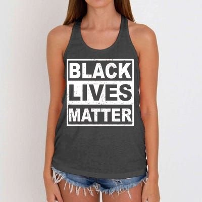 Distressed Black Lives Matter Logo Women's Knotted Racerback Tank