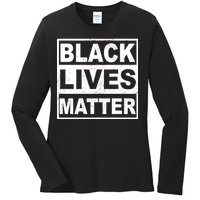 Distressed Black Lives Matter Logo Ladies Long Sleeve Shirt