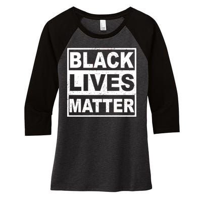 Distressed Black Lives Matter Logo Women's Tri-Blend 3/4-Sleeve Raglan Shirt