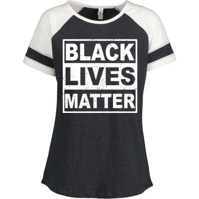 Distressed Black Lives Matter Logo Enza Ladies Jersey Colorblock Tee