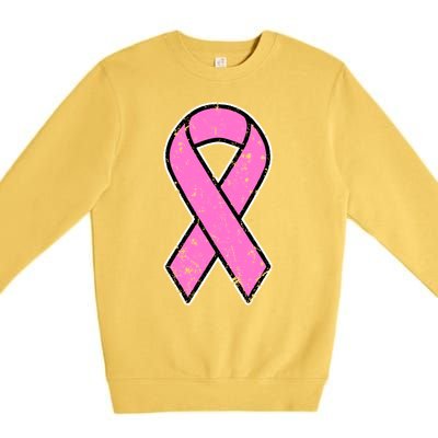 Distressed Breast Cancer Awareness Pink Ribbon Premium Crewneck Sweatshirt