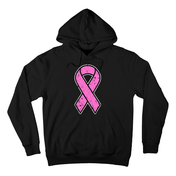 Distressed Breast Cancer Awareness Pink Ribbon Hoodie