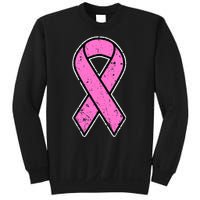 Distressed Breast Cancer Awareness Pink Ribbon Sweatshirt