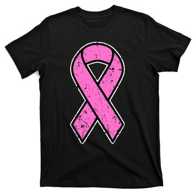 Distressed Breast Cancer Awareness Pink Ribbon T-Shirt