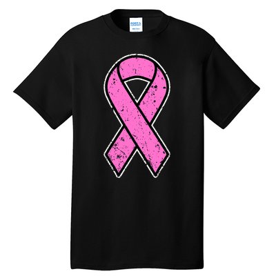 Distressed Breast Cancer Awareness Pink Ribbon Tall T-Shirt