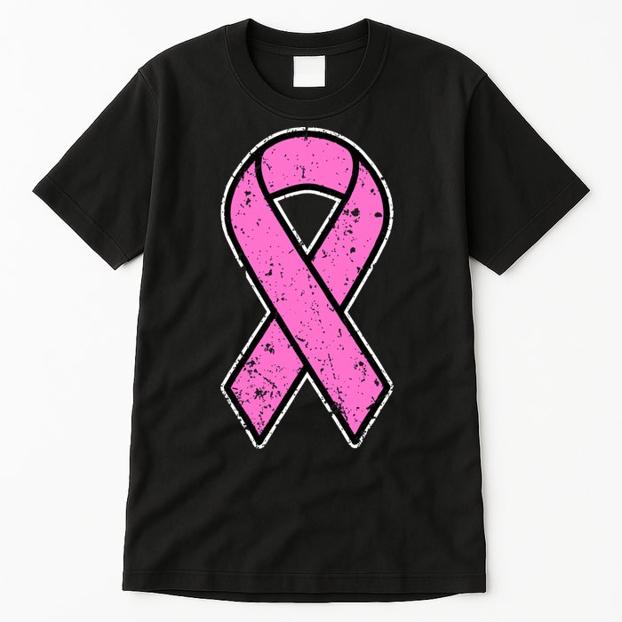 Distressed Breast Cancer Awareness Pink Ribbon Tall T-Shirt