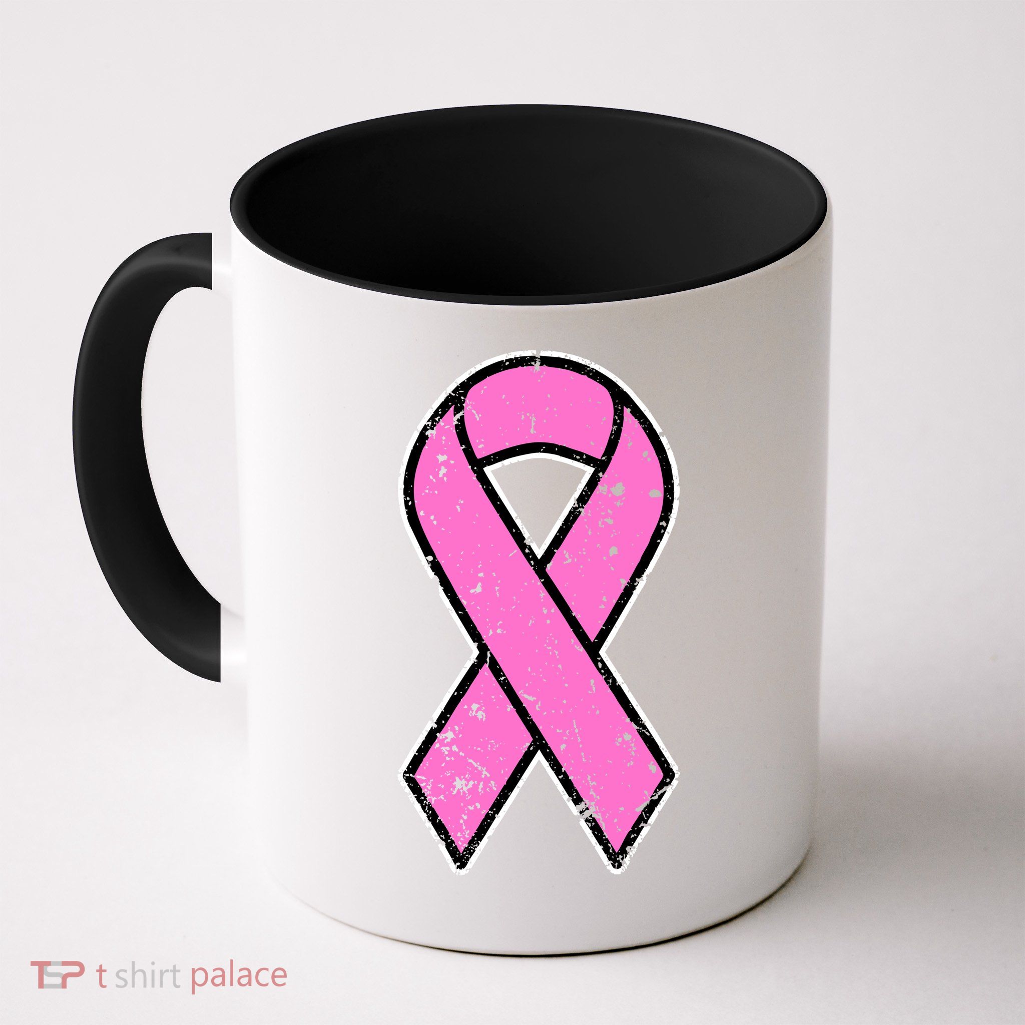 Distressed Breast Cancer Awareness Pink Ribbon Mug